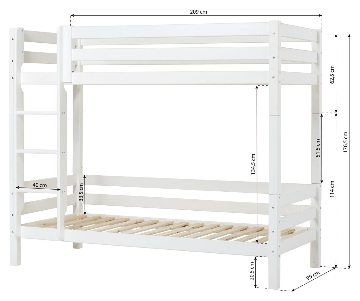 Eco luksuriøs køyeseng 90x200, hvit