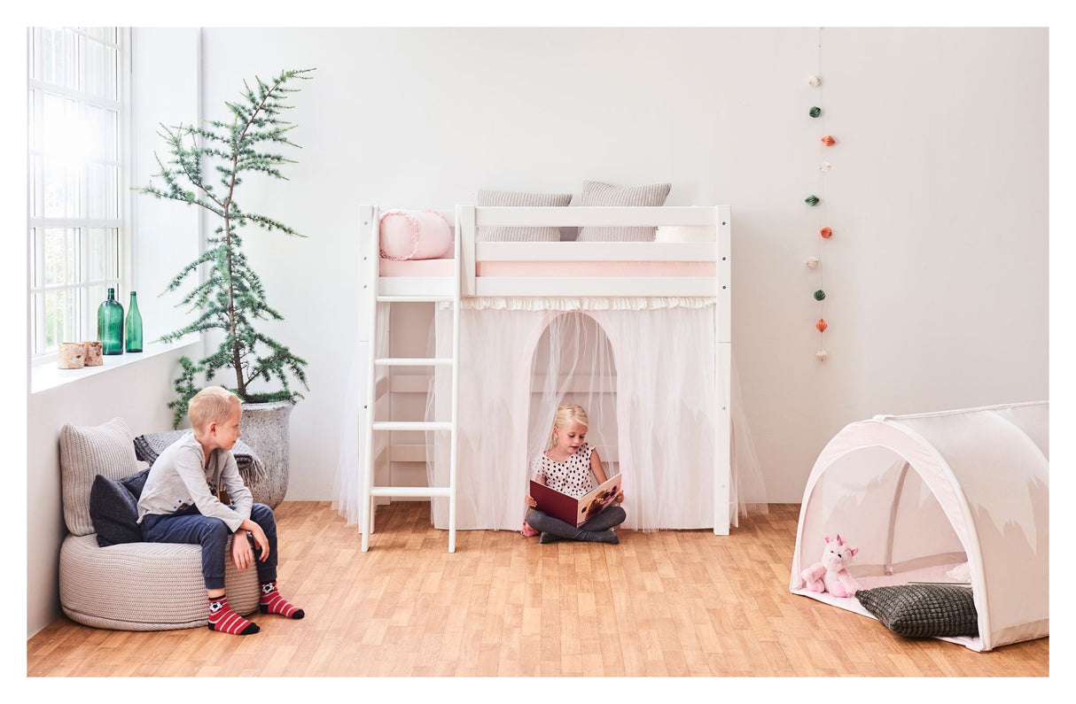 Hoppekids rundt pute med ruffles, rosa, vinterlandland