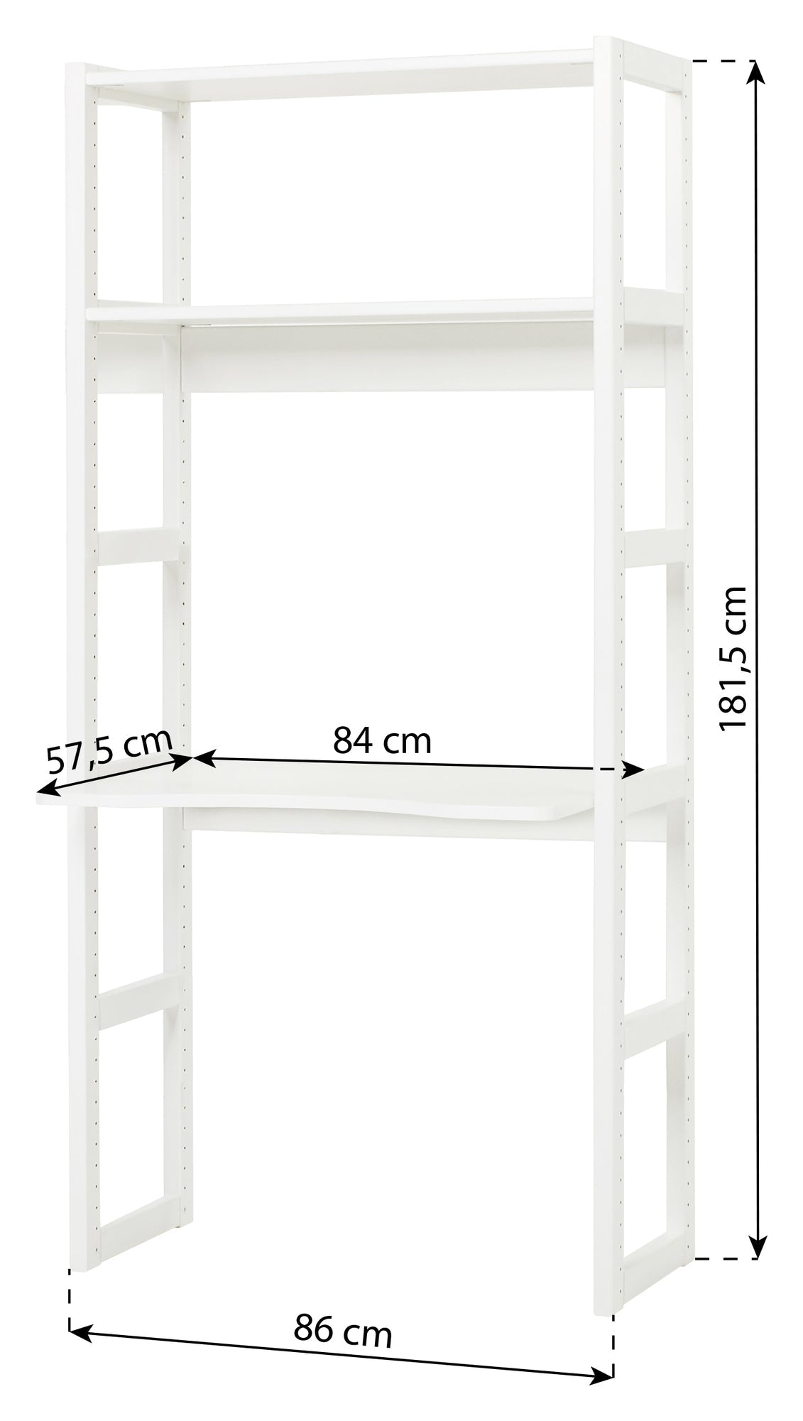 Hoppekids Storey Shelf - 1 seksjon w. 2 hyller og skriveplate