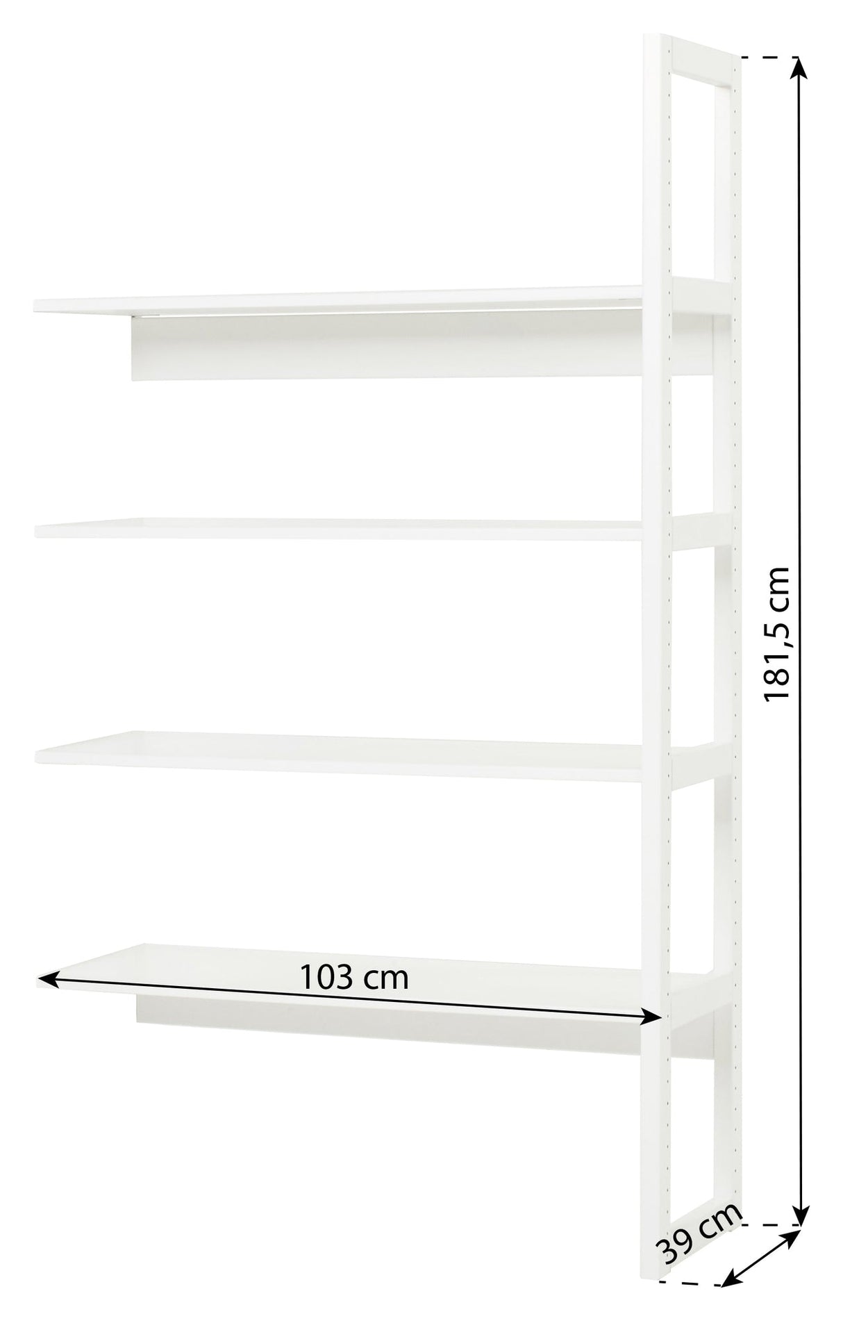 Hoppekids Storey Shelf - 1/2 seksjon w. 4 hyller - 100 cm