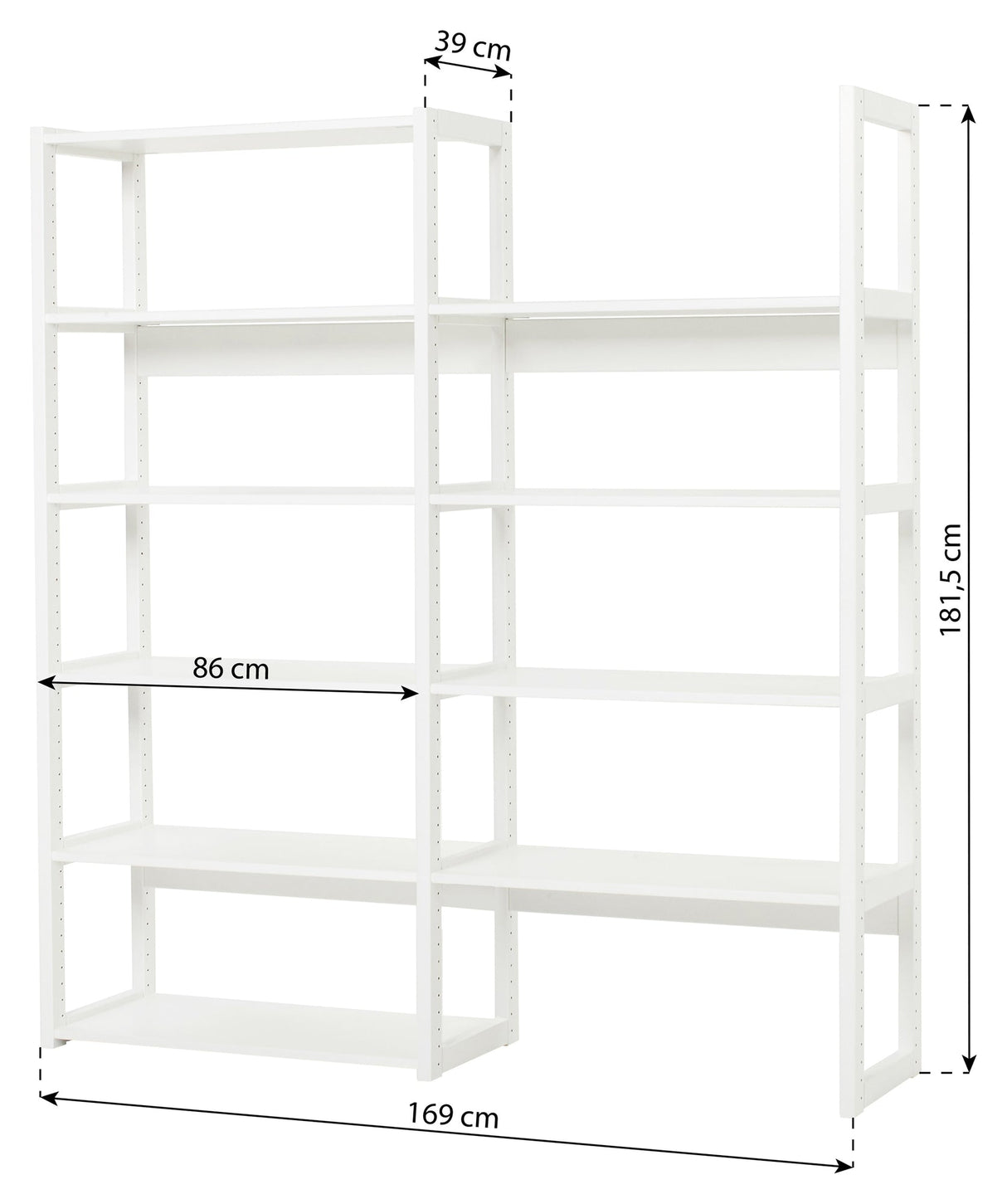 Hoppekids Storey Shelf - 2 seksjoner w. 8 hyller