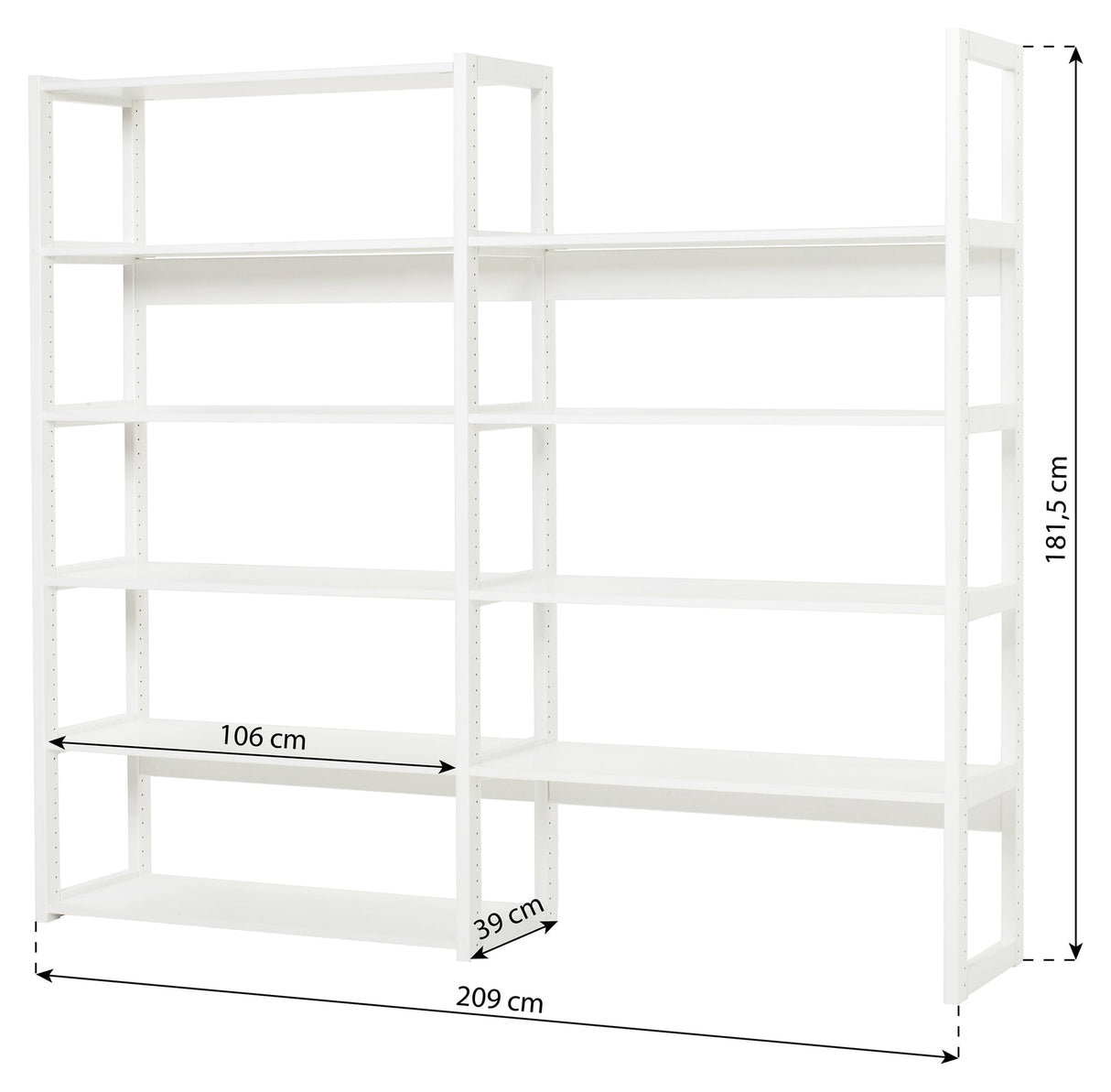 Hoppekids Storey Shelf - 2 seksjoner w. 8 hyller - 100 cm