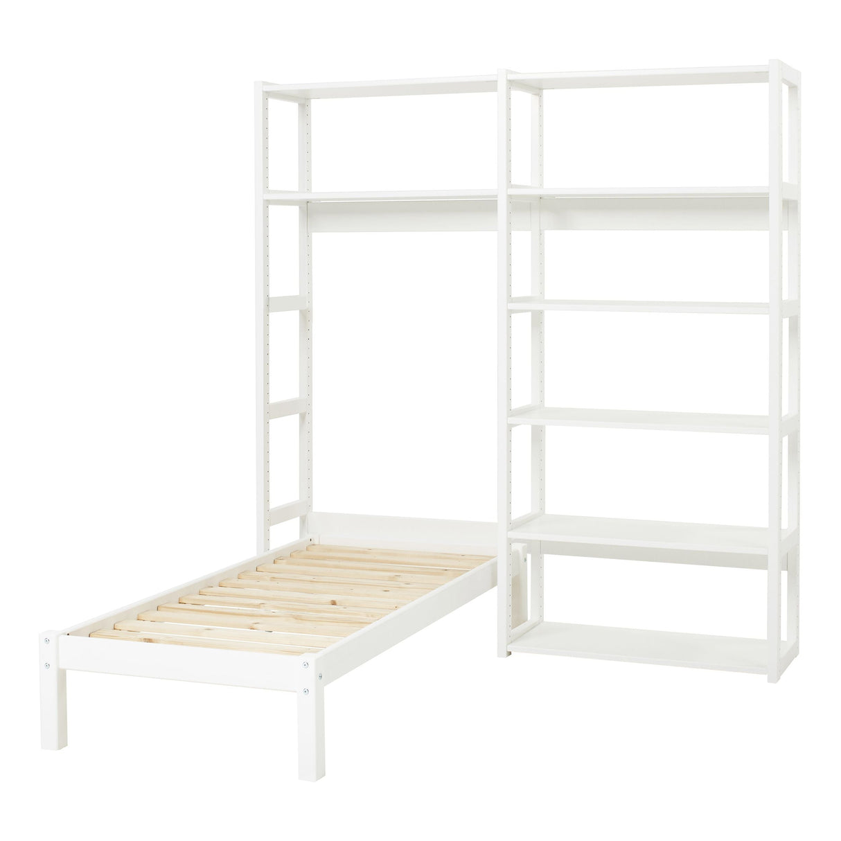 Stagey Shelf, 2 seksjoner med 8 hyller og seng - 160x70 cm