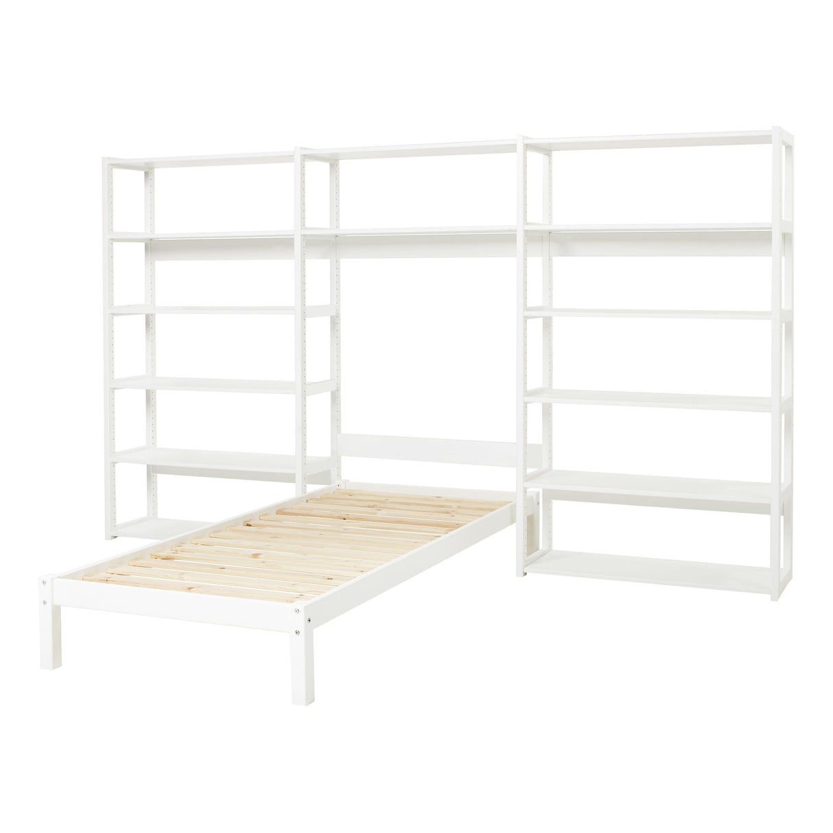 Hoppekids Storey Shelf - 3 seksjoner m/14 hyller og seng 200x90