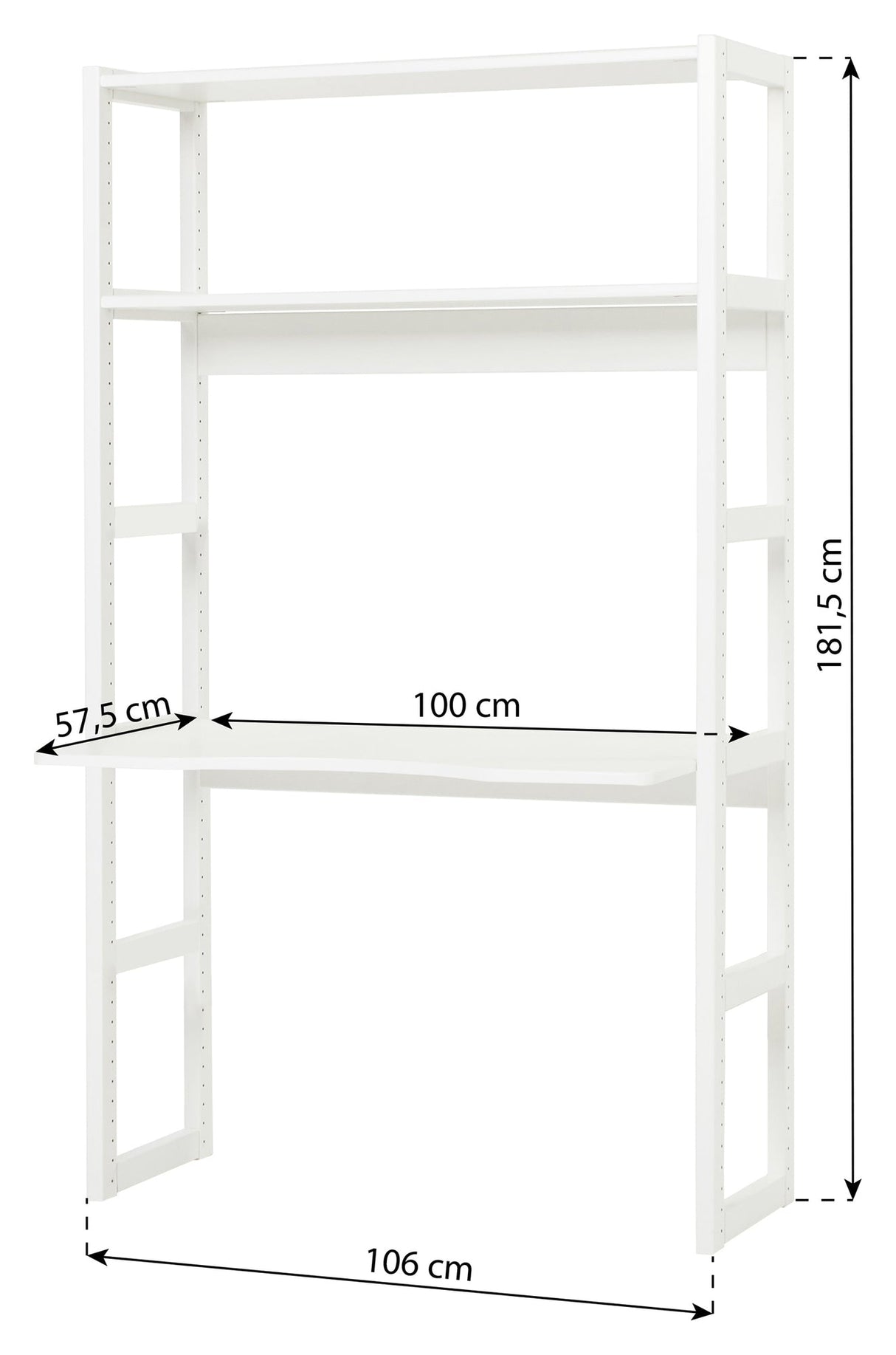 Hoppekids Storey Shelf - Seksjon w. 2 hyller og skrivebrett