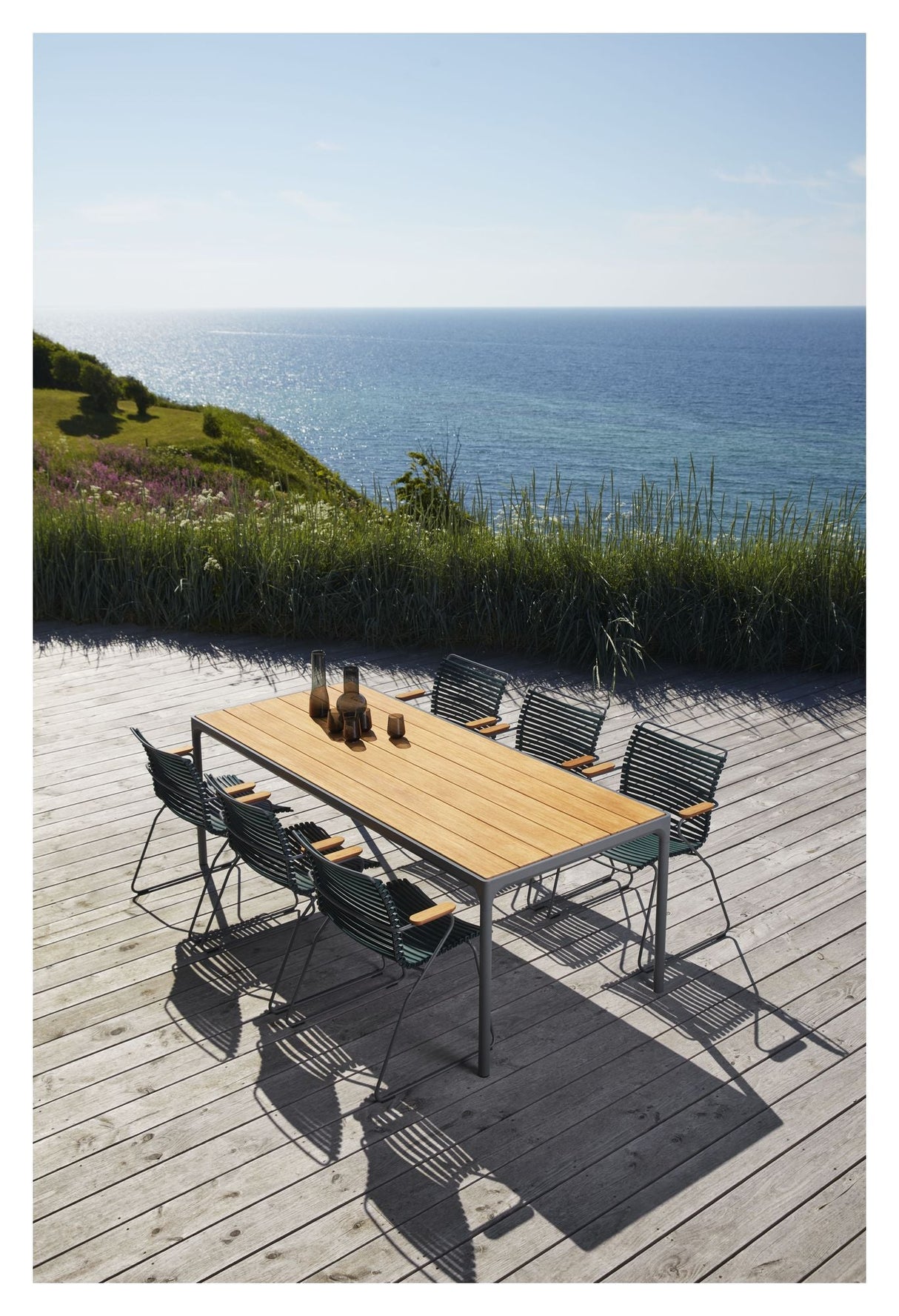 Houe, Four Garden Table 270x90, Dark Grey/Bamboo