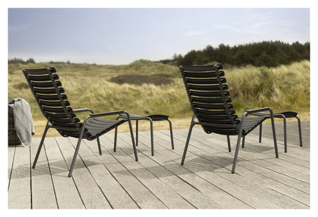 Reclips Lounge Chair med aluminiumslammer, aluminiumsarm, svart