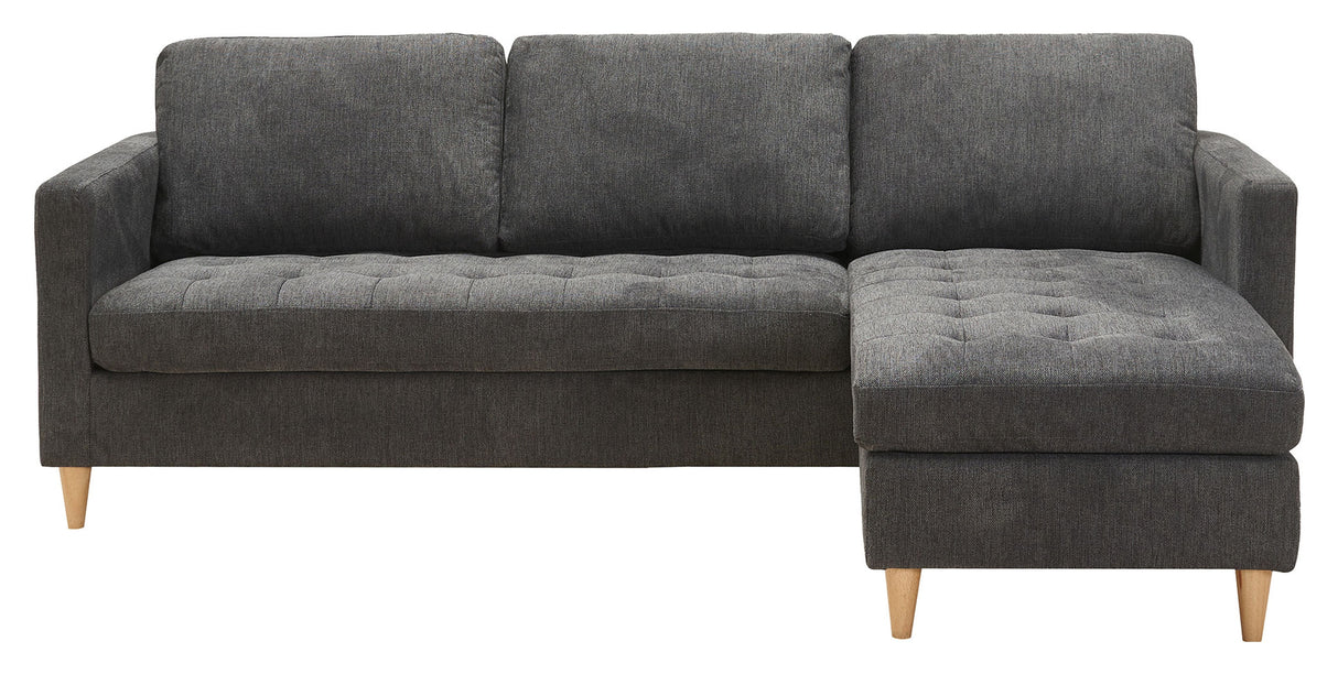 Firenze Sofa w. Bevegelig sjesel lang, mørkegrå w. Natur treben