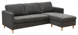 Firenze Sofa w. Bevegelig sjesel lang, mørkegrå w. Natur treben