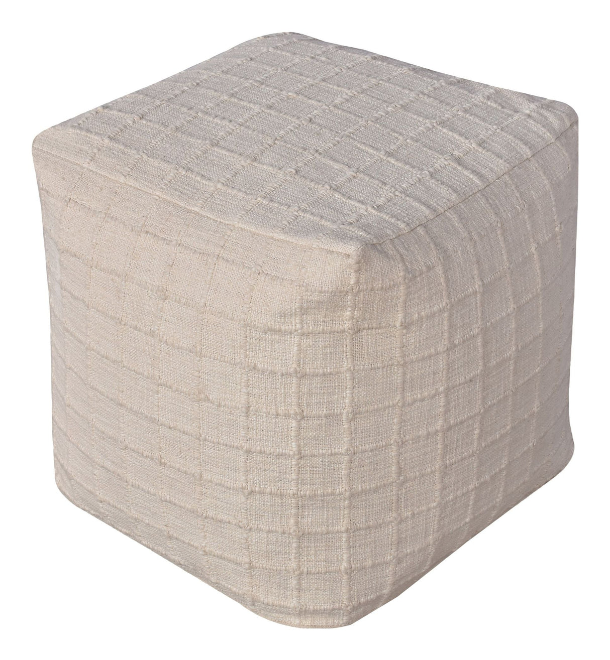 Guna Pouf, håndvevd, off-white, 40x40