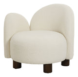 Honolulu Lounge Chair, Bouclé, Right-Onching, Round, White