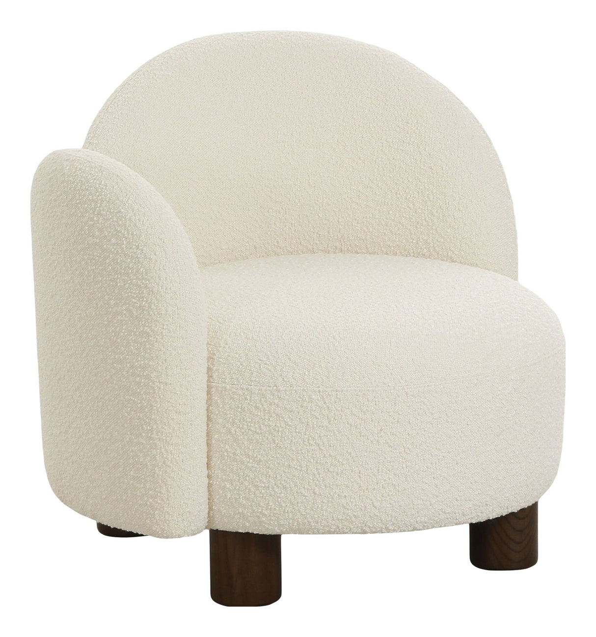 Honolulu Lounge Chair, Bouclé, Right-Onching, Round, White