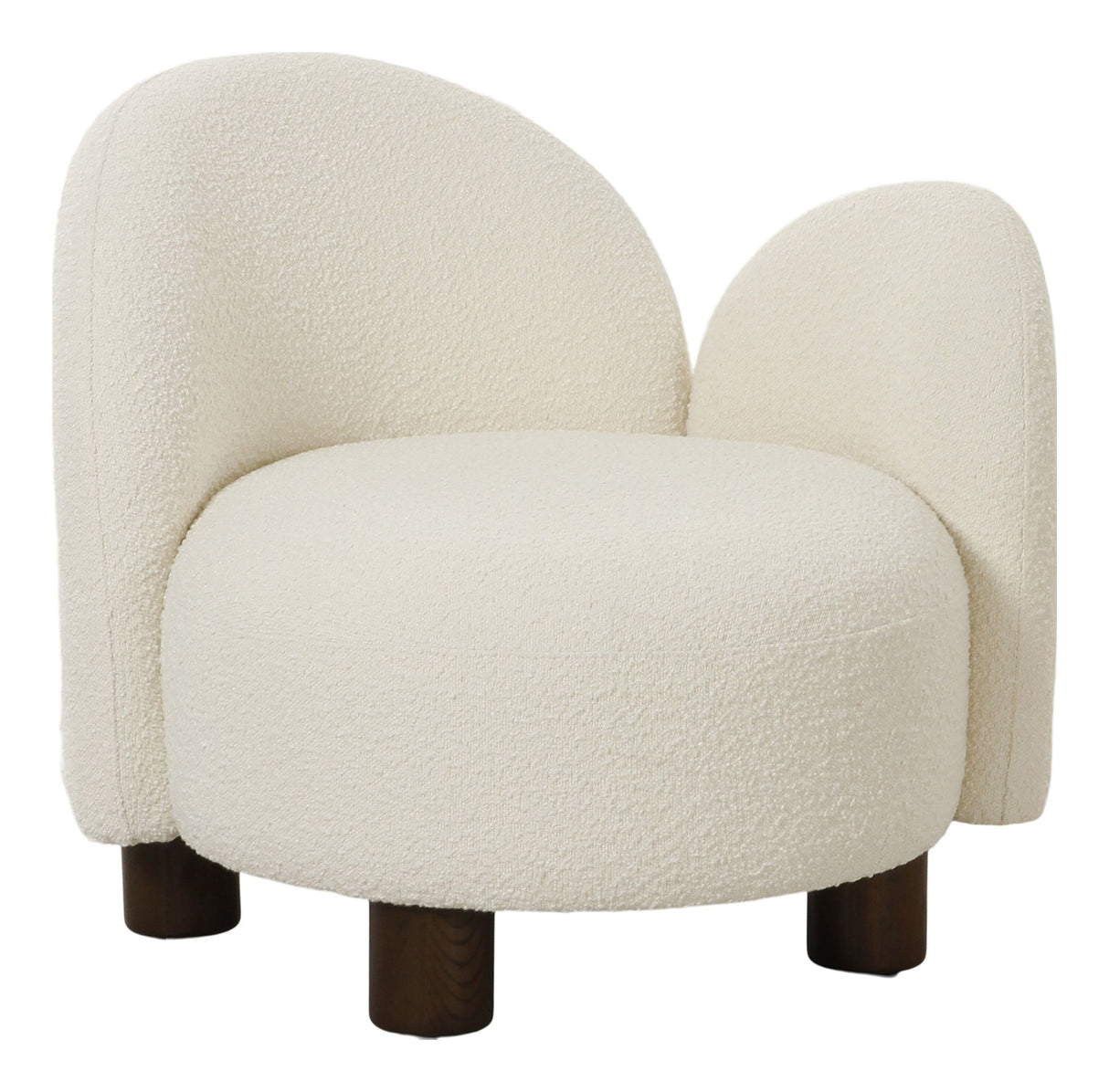 Honolulu Lounge Chair, Bouclé, Venstre-venstre, rund, hvit