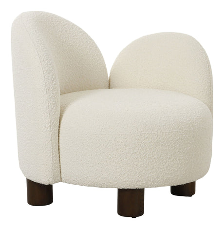 Honolulu Lounge Chair, Bouclé, Venstre-venstre, rund, hvit