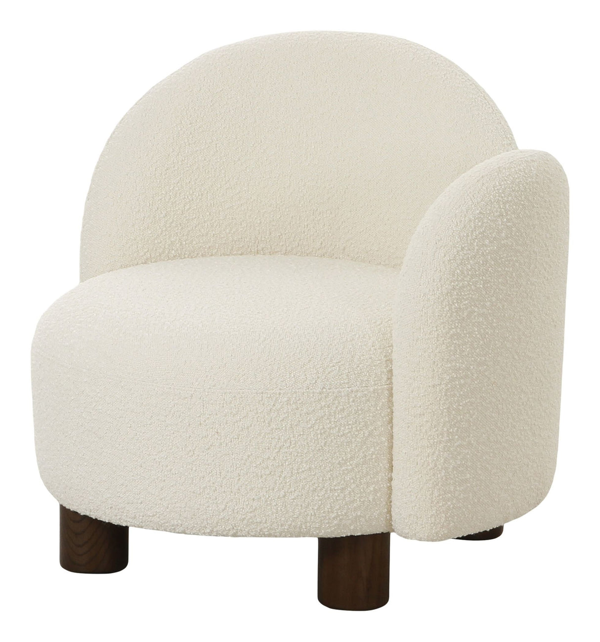 Honolulu Lounge Chair, Bouclé, Venstre-venstre, rund, hvit