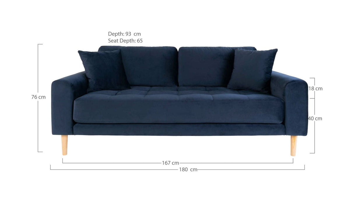 Lido 2,5 pers. Sofa, mørkeblå fløyel