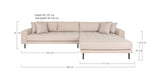 Lido Lounge sofa med 4 puter, høyre vendt, beige