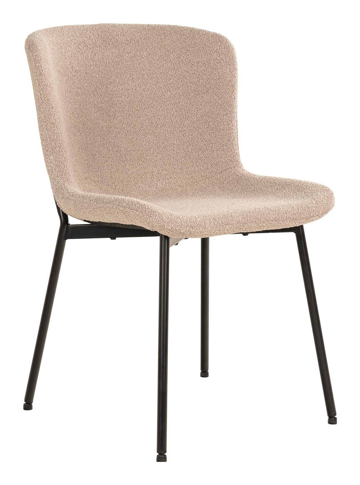 Maceda Dining Chair, Bouclé, Beige med svarte ben