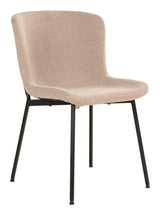 Maceda Dining Chair, Bouclé, Beige med svarte ben