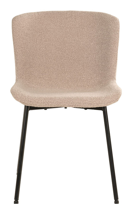 Maceda Dining Chair, Bouclé, Beige med svarte ben