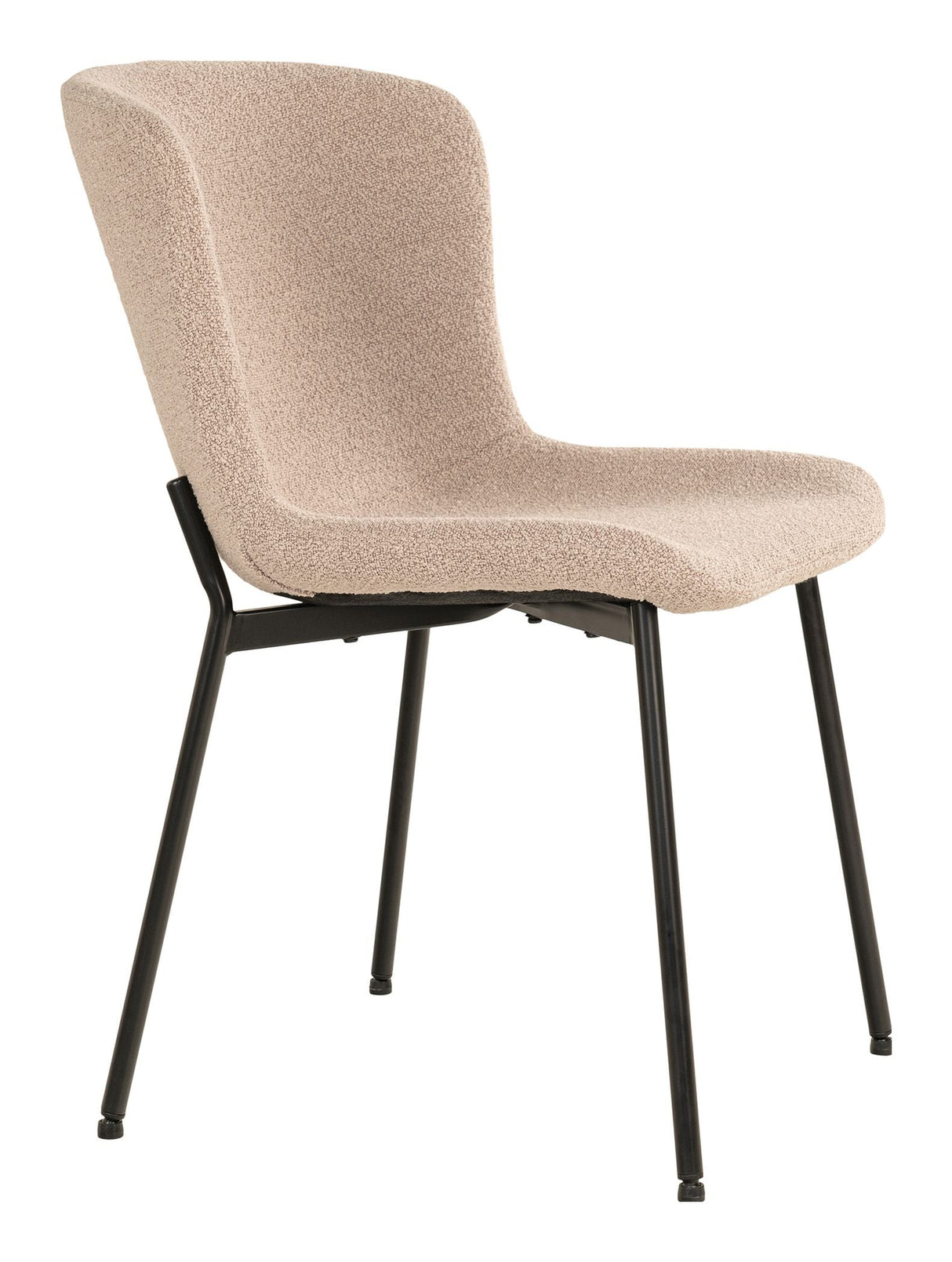 Maceda Dining Chair, Bouclé, Beige med svarte ben