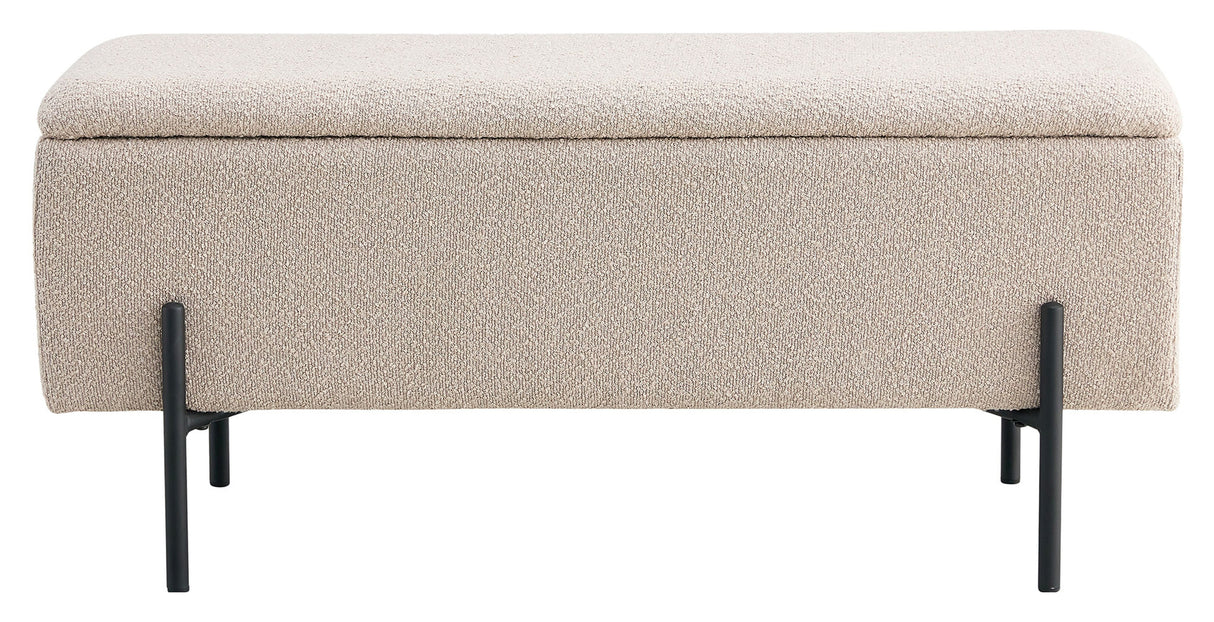 Watford Bench with Storage, Beige Bouclé, 95x36,5x46