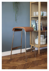 Hübsch Avenue Bar Chair, Brown Leatherette/Metal