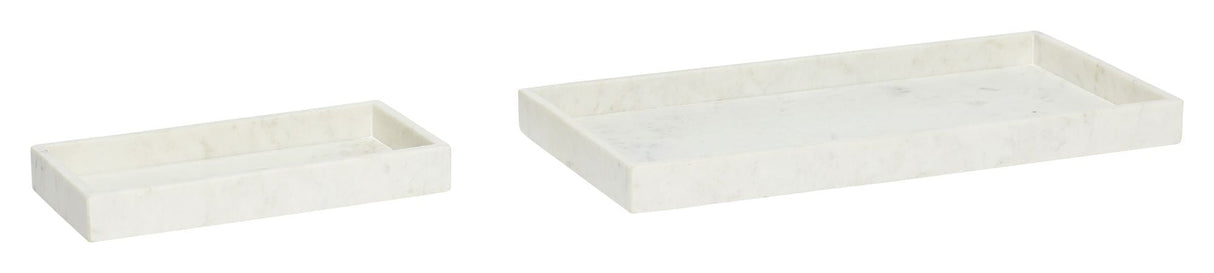 Hübsch Grand Tray Set S/2, Marble, White