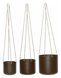 Bloom Hanging Pot Hanger, sett med 3, brun