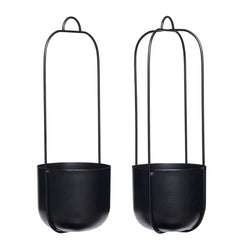 Hübsch Lotus Hanging Pot Set, svart