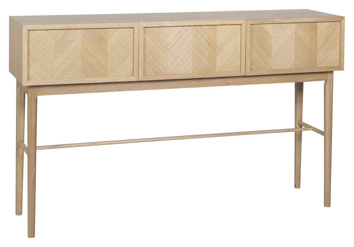 Hübsch Herringbone Console Table w. 3 skuffer, eik/eik finér