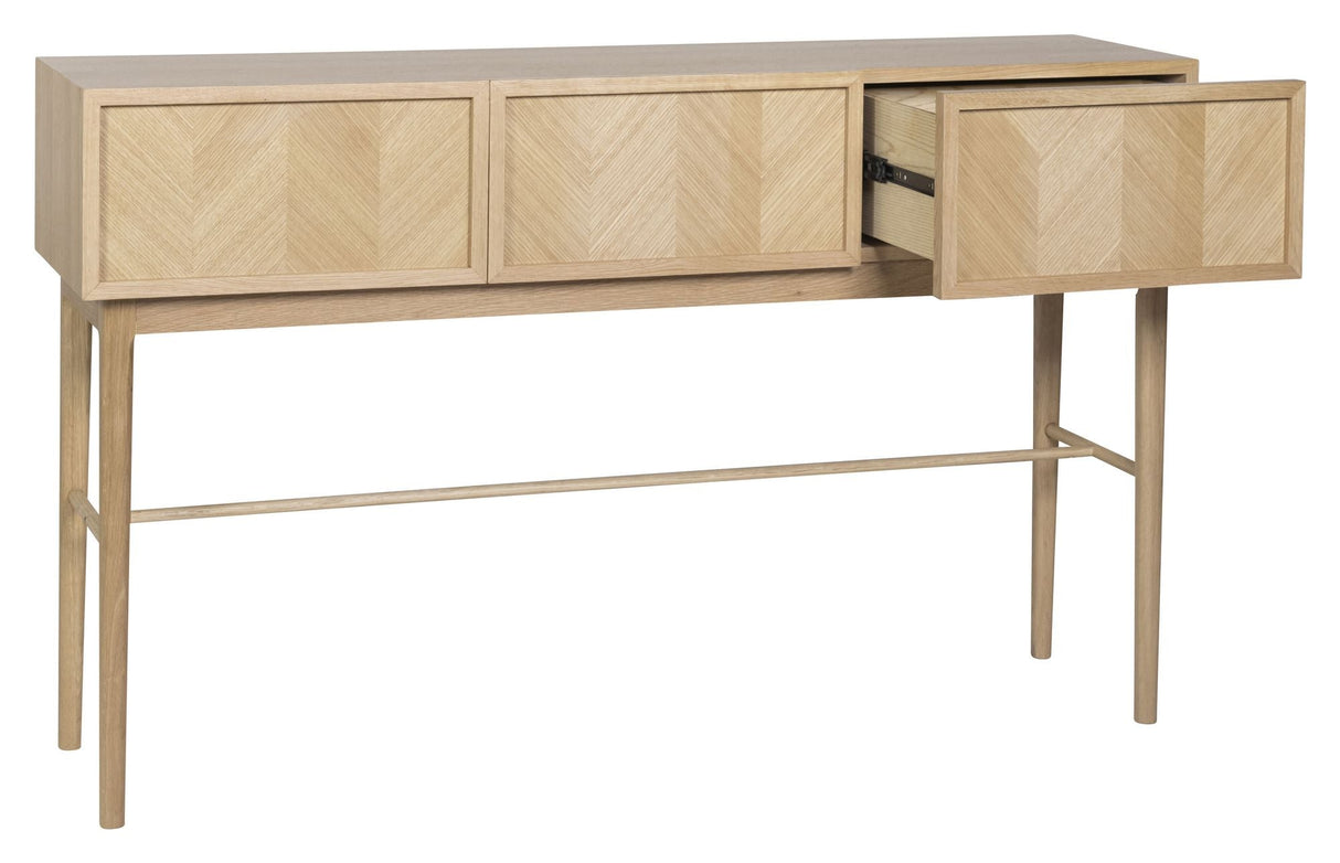 Hübsch Herringbone Console Table w. 3 skuffer, eik/eik finér