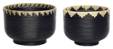 Hübsch Basket, Rattan, Black/Nature, Set/2