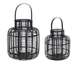 Hübsch Reservoir Lantern Set, Black Bamboo