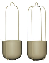 Lotus Hanging Pot Hide Set of 2, Khaki