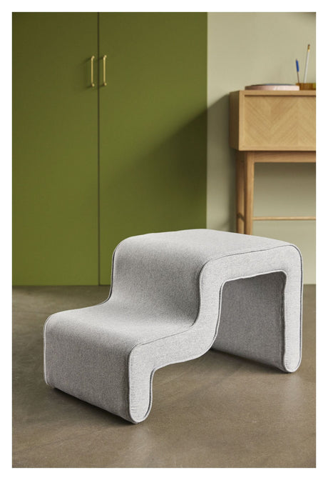 Hübsch Wave Pouf, Asymmetric, Grey Stoff