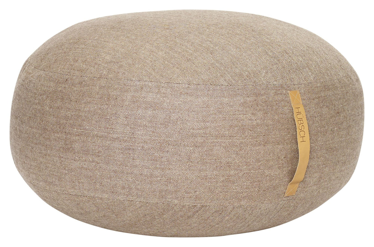 Hübsch Mochi Pouf m/skinnhåndtak, sildebein, brun ull