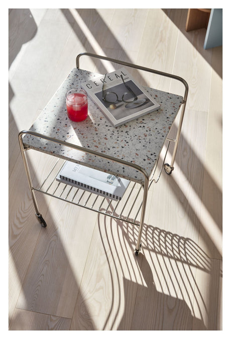 Hübsch Wave Roller Table, Nikkel/Terrazzo