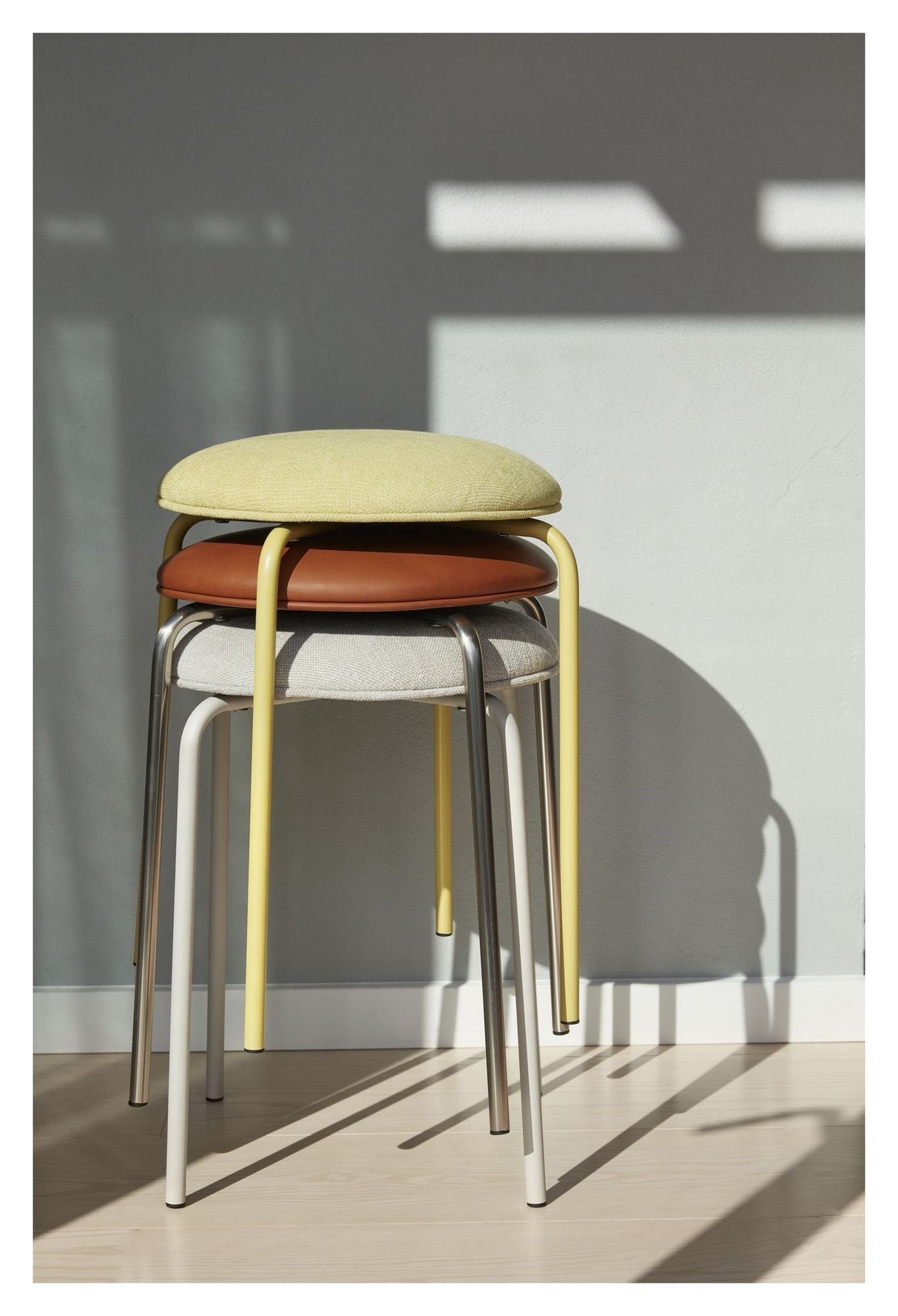 Hübsch Stack Stool, Metal/Textile, Oeko-Tex, Yellow