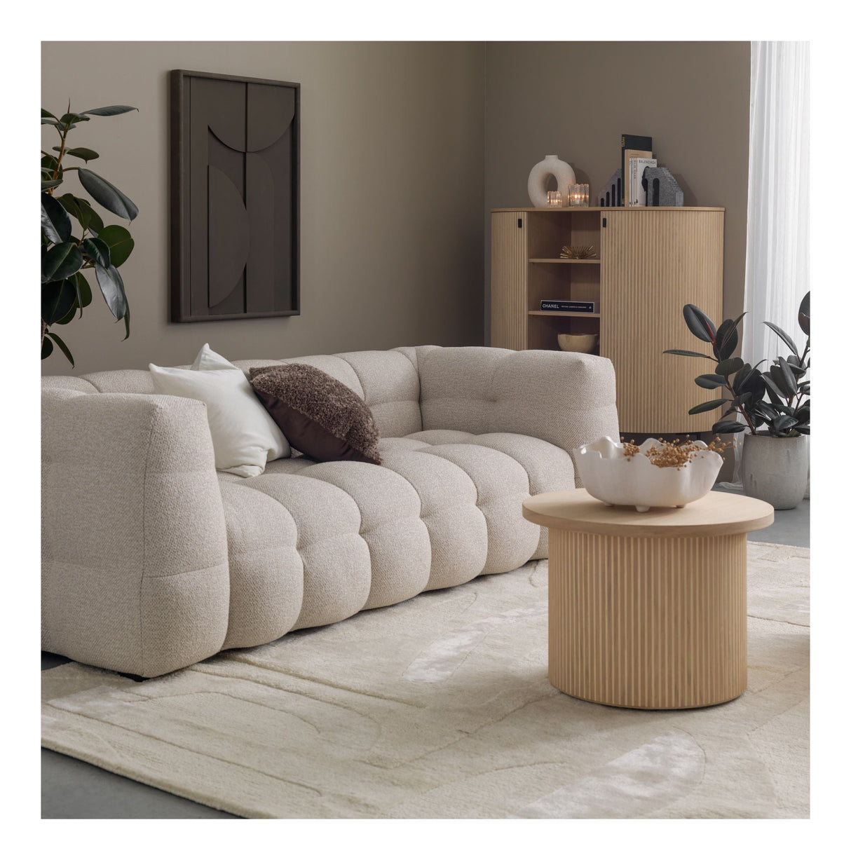 Hudson 3-seters sofa, Beige Bouclé