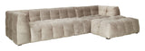 Hudson 3-per. Sofa med Chaise Longue, til høyre - Beige velour