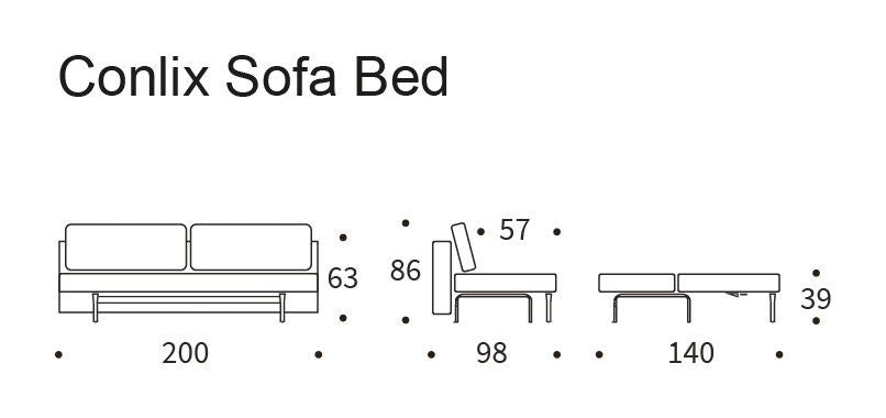 Conlix sofa seng, beige fløyel