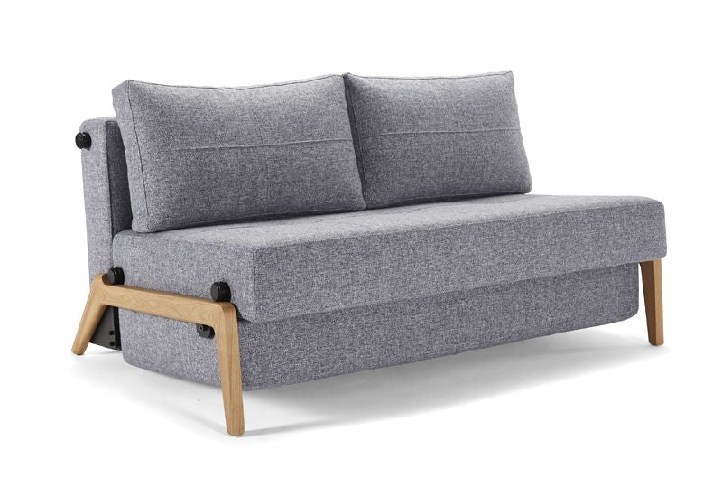 Kubert 140 sofa seng med eikebeina, vri/granitt