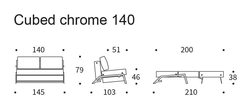 Kubert 140 sofa seng med kromben, blandet dans/blå