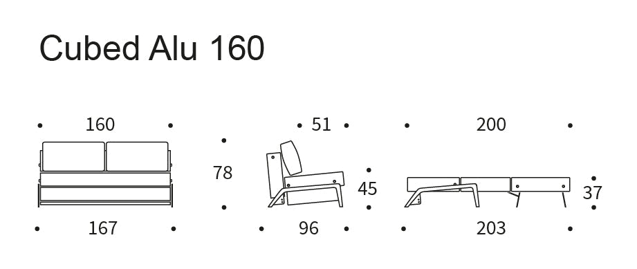 Cubed 160 sofa seng, blida/sandgrått