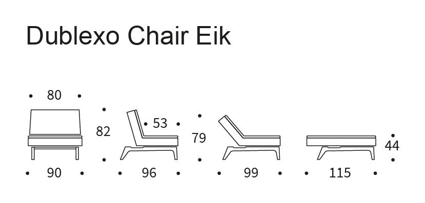 Dublexo Oak Lounge -stol, røkt eik, vri kull