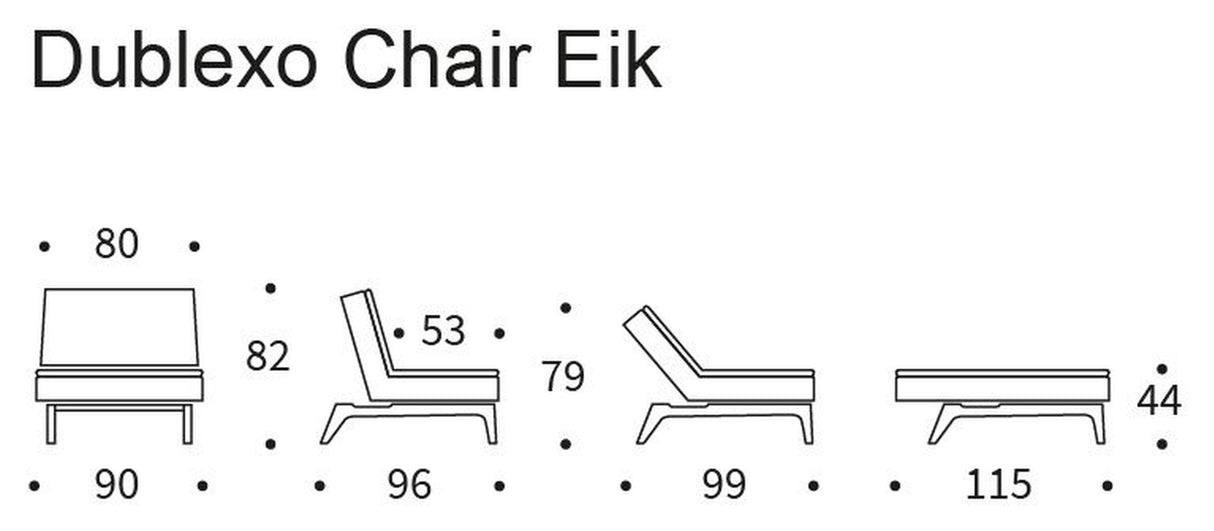 Dublexo Oak Lounge -stol, røkt eik, vri kull