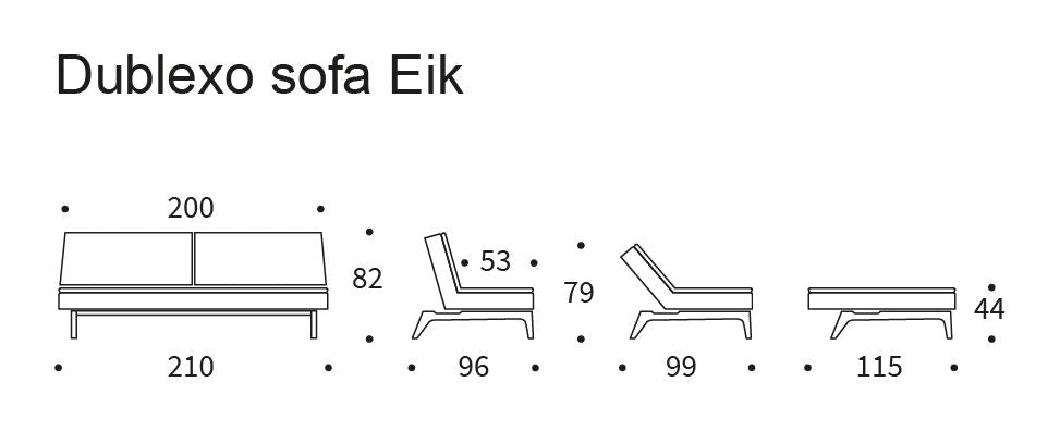 Dublexo eikesofa, røkt eik, blandet dans naturlig