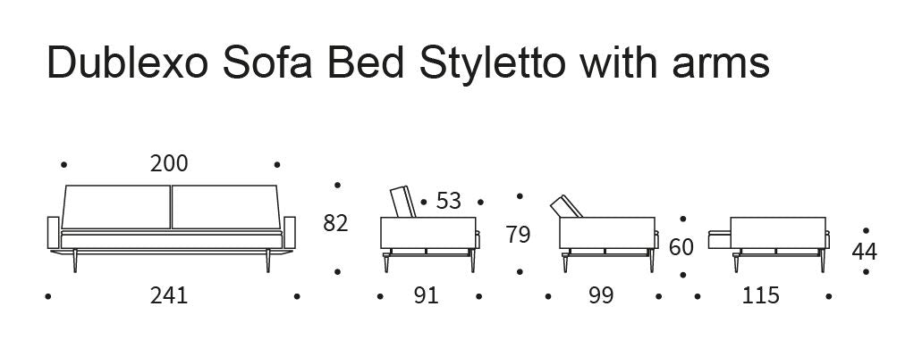 Dublexo Styletto Sofa -seng med armlener, myk/indigo