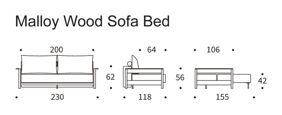 Malloy Wood Sofa Bed, Bouclé/Ash Grey